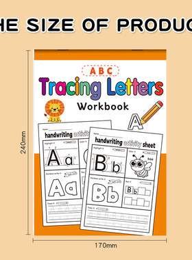 ABC LETTERS Handwriting外贸26个英文字母大小写描红涂色练字帖