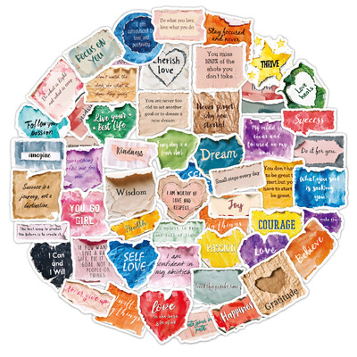 复古英文励志碎纸贴纸