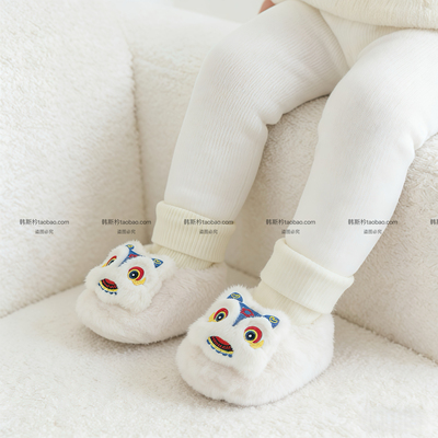 婴儿鞋袜冬季男女宝宝加绒保暖棉鞋软底过年红色周岁鞋6-8-12个月