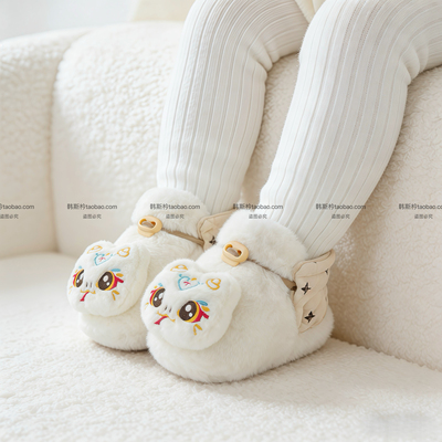 婴儿鞋子秋冬款男女童小月龄婴幼儿宝宝袜鞋0-6-12个月保暖防掉跟