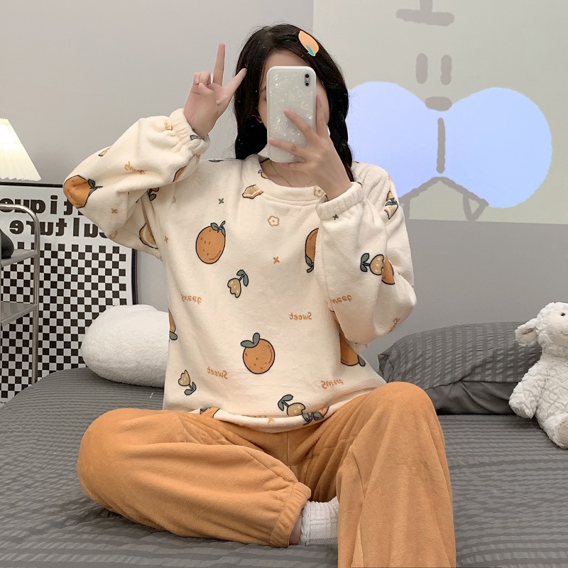 法兰绒睡衣女学生卡通加绒冬季