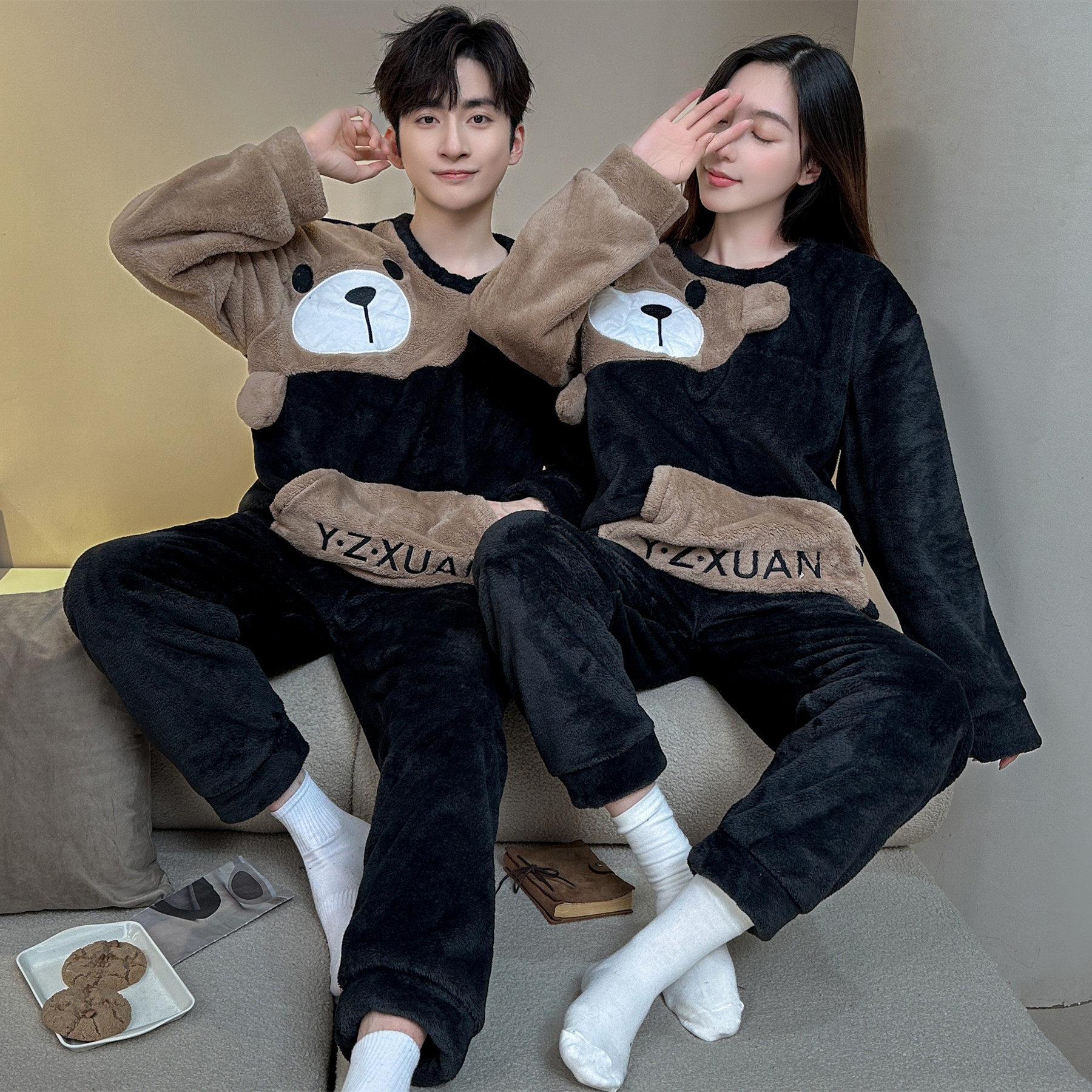 情侣睡衣冬季法兰绒男士女款加绒加厚秋冬款珊瑚绒保暖家居服套装,女士内衣/男士内衣/家居服,睡衣/家居服套装,淘宝优惠券,粉丝福利购,淘宝优惠卷