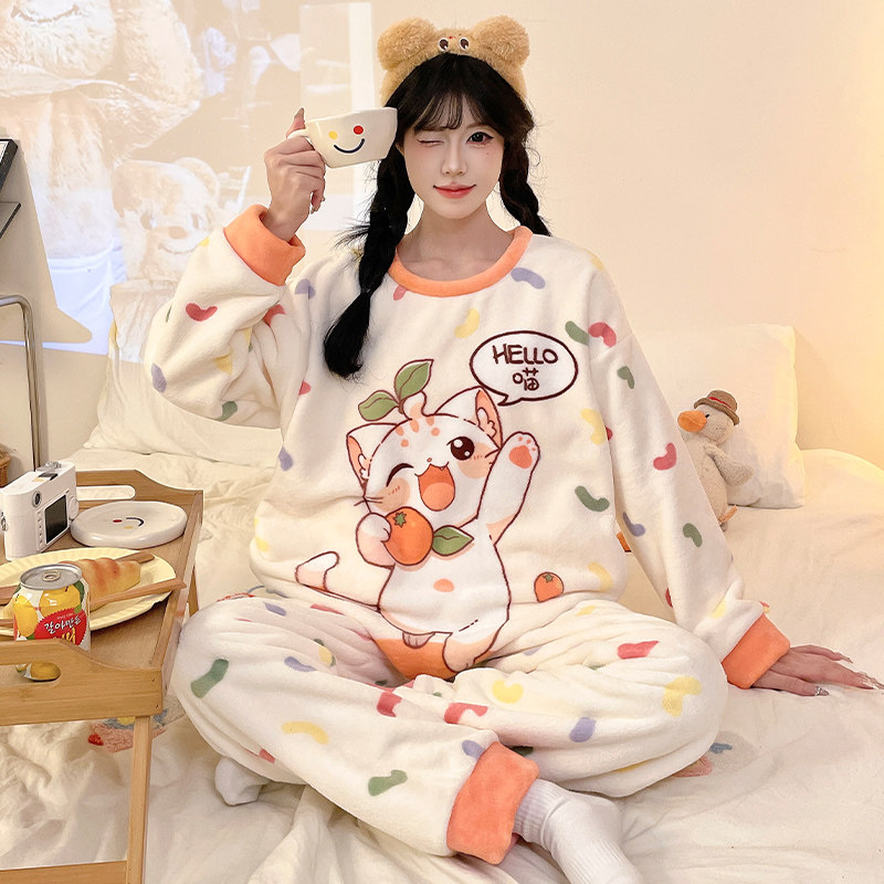 法兰绒睡衣女2025冬季新款家居服