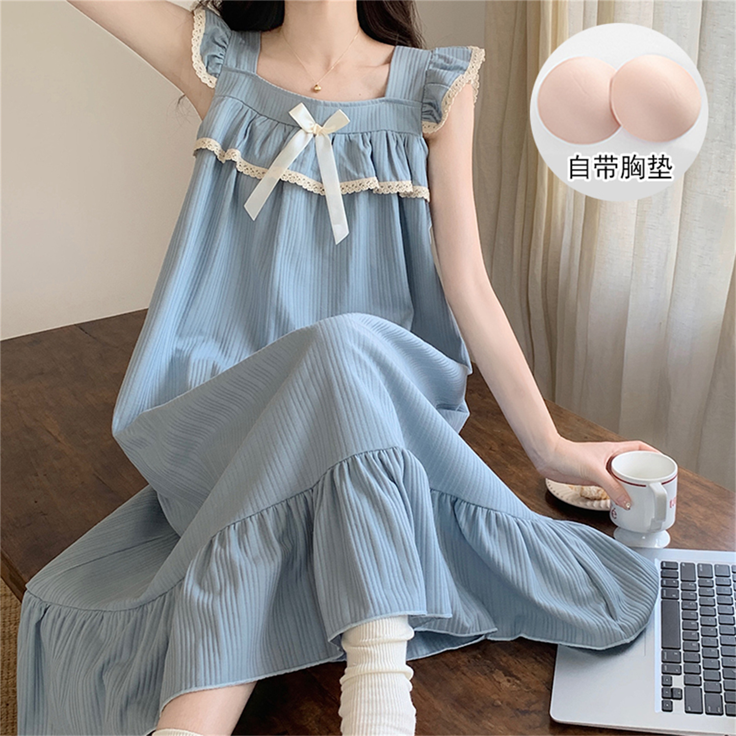 公主风甜美睡衣女纯棉睡裙家居服