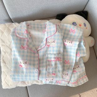 春秋季 云朵棉小翻领开衫 长袖 睡衣女网红ins风卡通可爱家居服套装