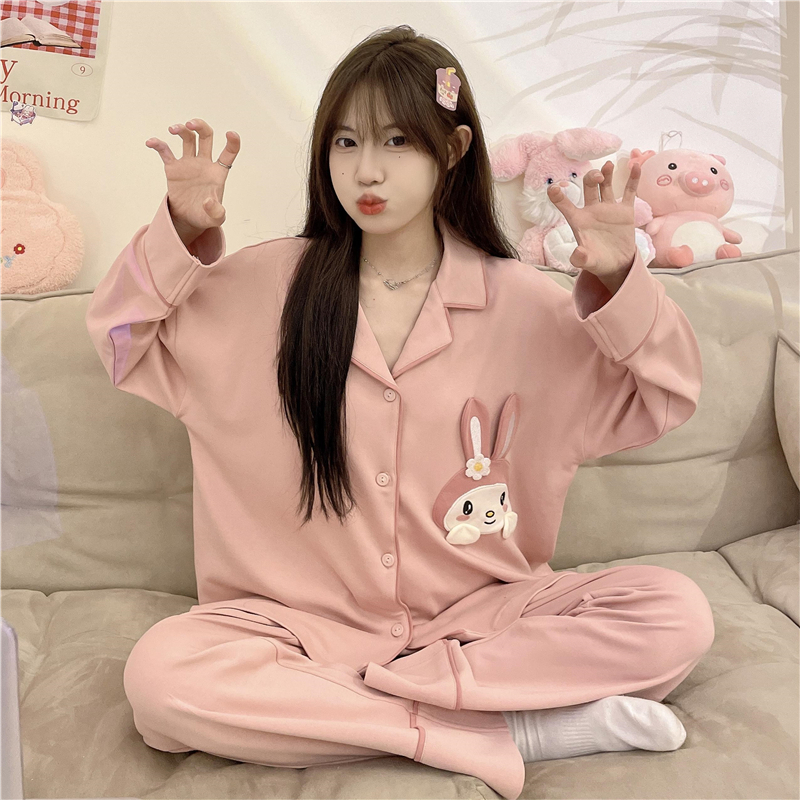 春秋季甜美可爱睡衣女长袖开衫