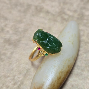 福利~碧玉籽料一鸣惊人新疆和田玉石戒指戒面镶嵌吊坠挂件玉石