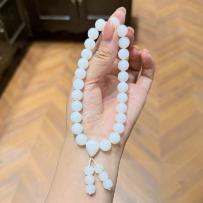 私家定制~新疆和田羊脂籽料10mm珠子手串手链手持和田礼物玉石