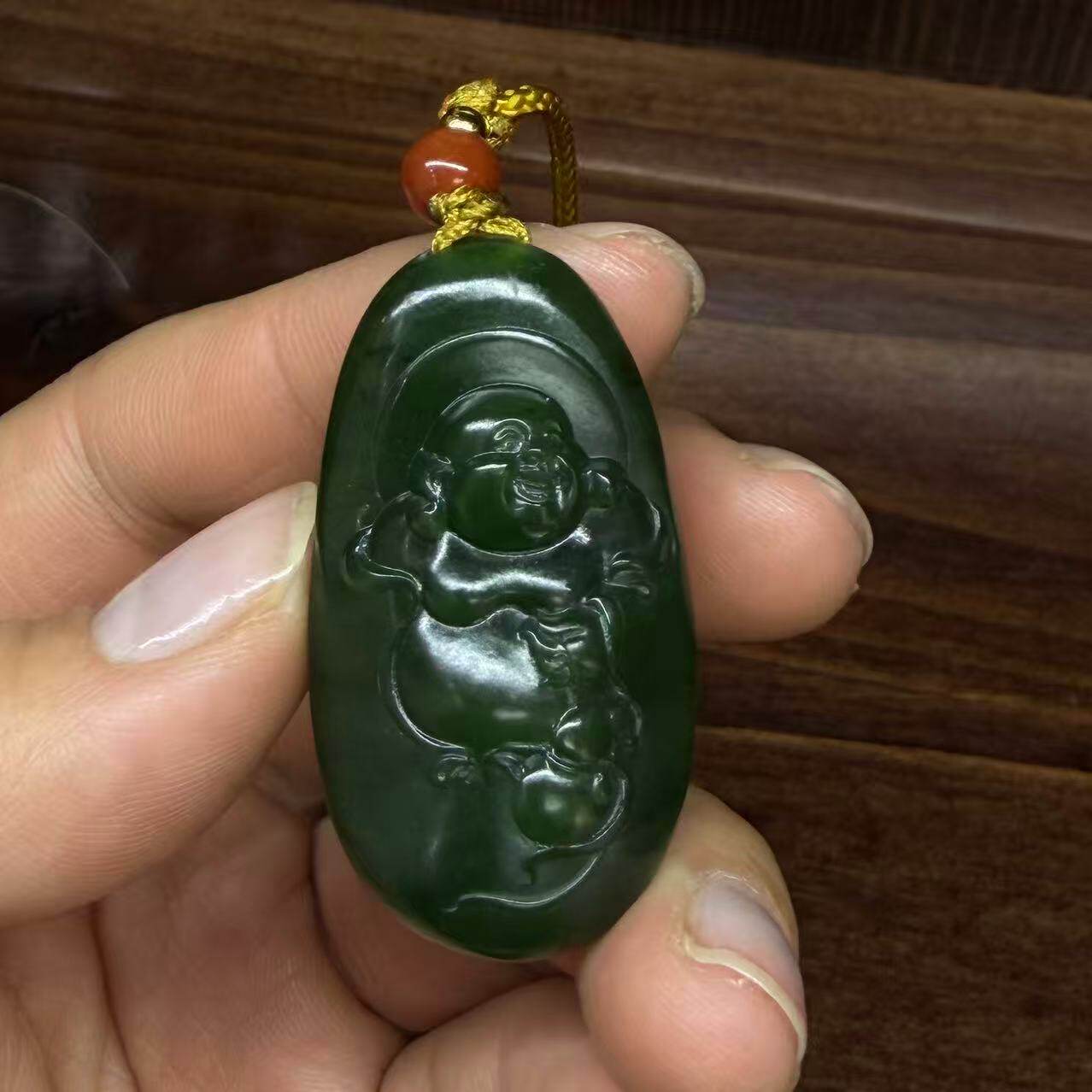 新疆和田碧玉籽料弥勒佛挂件 手镯摆件耳坠玉石雕刻培训学校03065