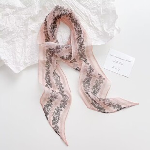 100桑蚕丝粉色乔其纱飘带女长条丝巾系脖高级感绑包发带搭配衬衫