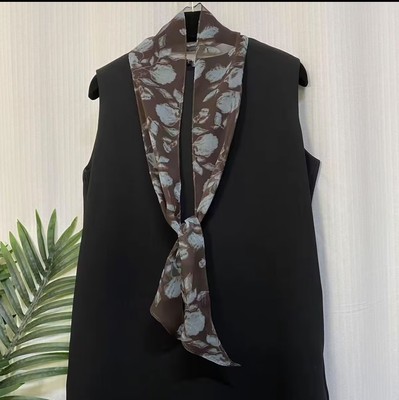 真丝乔其纱飘带女小长条细丝巾