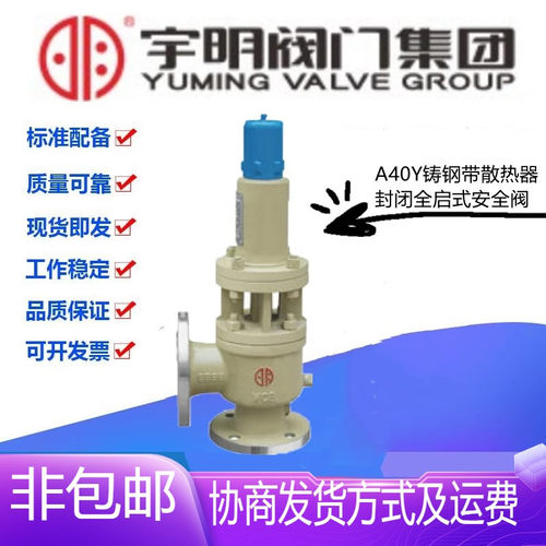 宇明A40Y-16/25/40C铸钢带散热器弹簧封闭全启式安全阀DN25-300