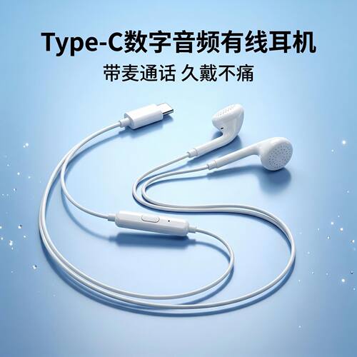 type-c扁口数字音频充电耳机适用于国产500/600扁插头手机耳机