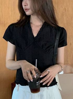 六0903韩国正品10453 衬衫区学院纯色简约正品街头夏款优雅新款