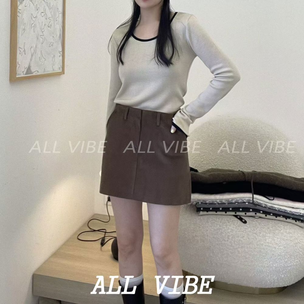 九1108韩国东大门t恤区ALLVIBE-8692561秋季清新通勤英伦纯色时装