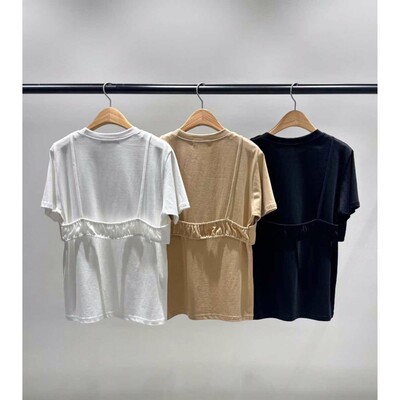 九1015韩国东大门t恤区BEENS-8669659通勤浪漫纯色学院正品百搭