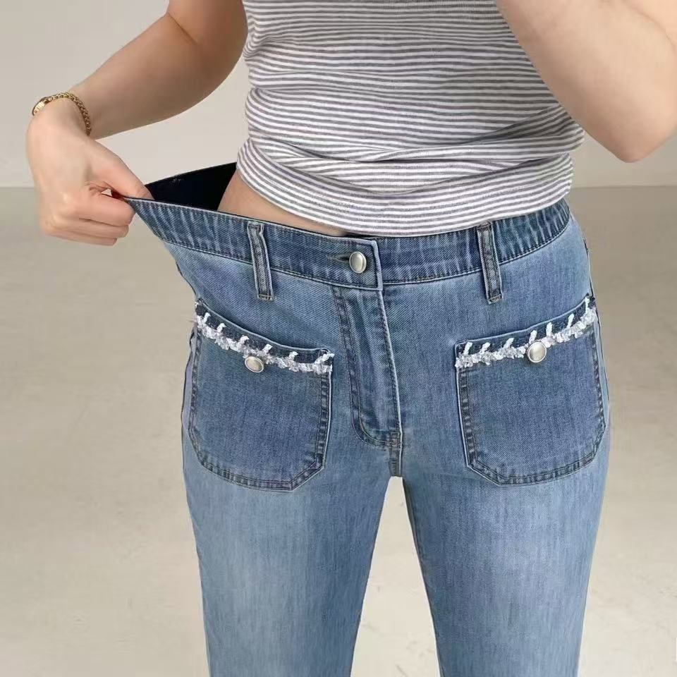 九0704韩国东大门运动牛仔裤区HowLuk-8577041直邮学院甜美复古