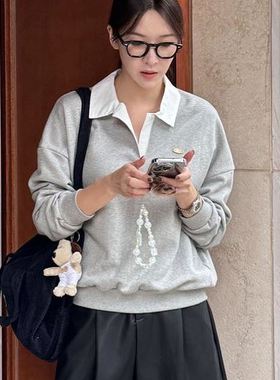 六0903韩国正品mayb-lue181630 卫衣区纯色修身正品精致夏款大气