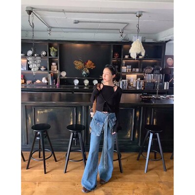 九1015韩国东大门运动牛仔裤区BEENS-8671154精致纯色街头正品