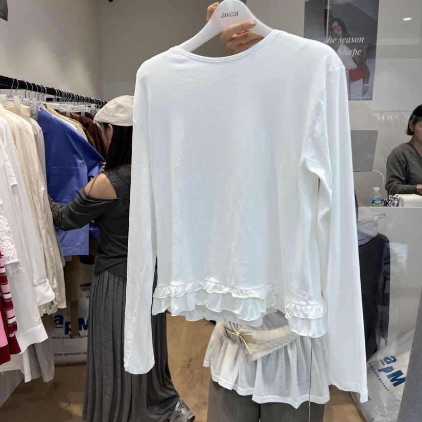 八1221韩国东大门上衣长袖T恤热销区4548636通勤炸街纯色别致正品