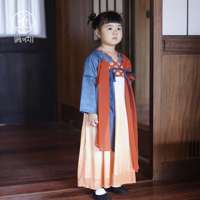 满呐秋冬女童长袖汉服裙唐代襦裙