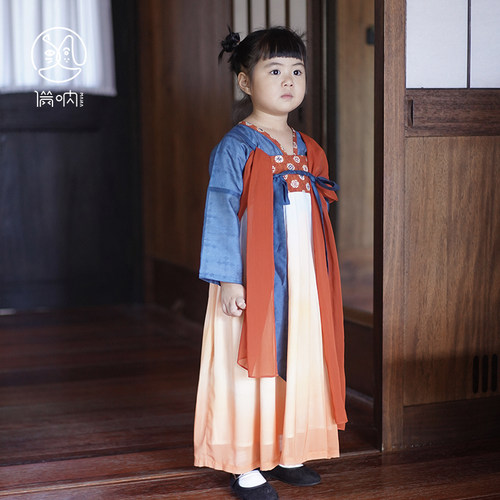 满呐秋冬女童长袖汉服裙唐代襦裙