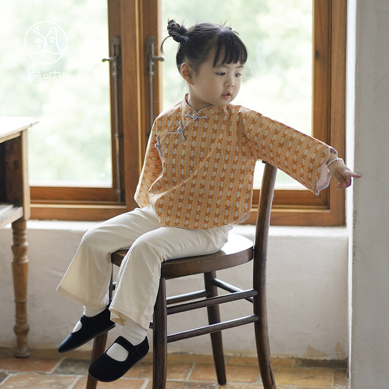 满呐秋冬新品原创中式民国倒大袖女童全棉衬衣特价