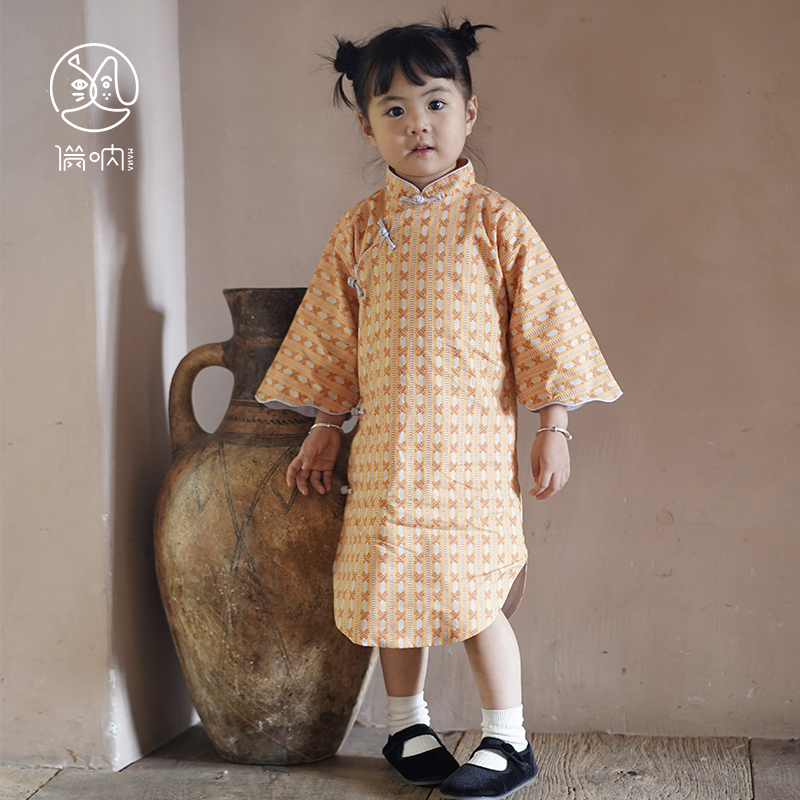 满呐民国旗袍全棉波浪袖