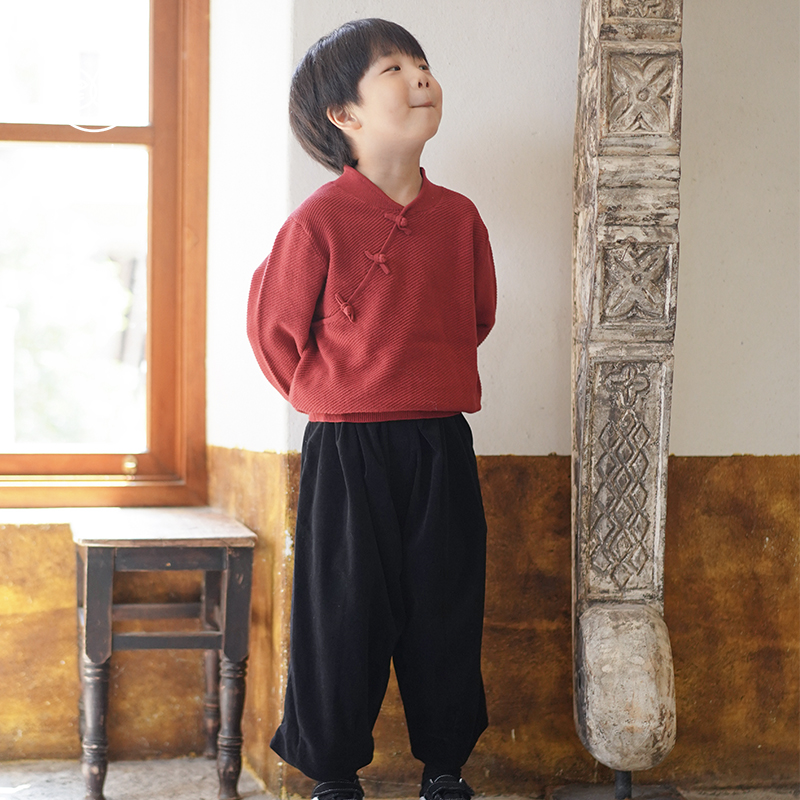 新中式全棉针织满呐毛衣男孩女孩