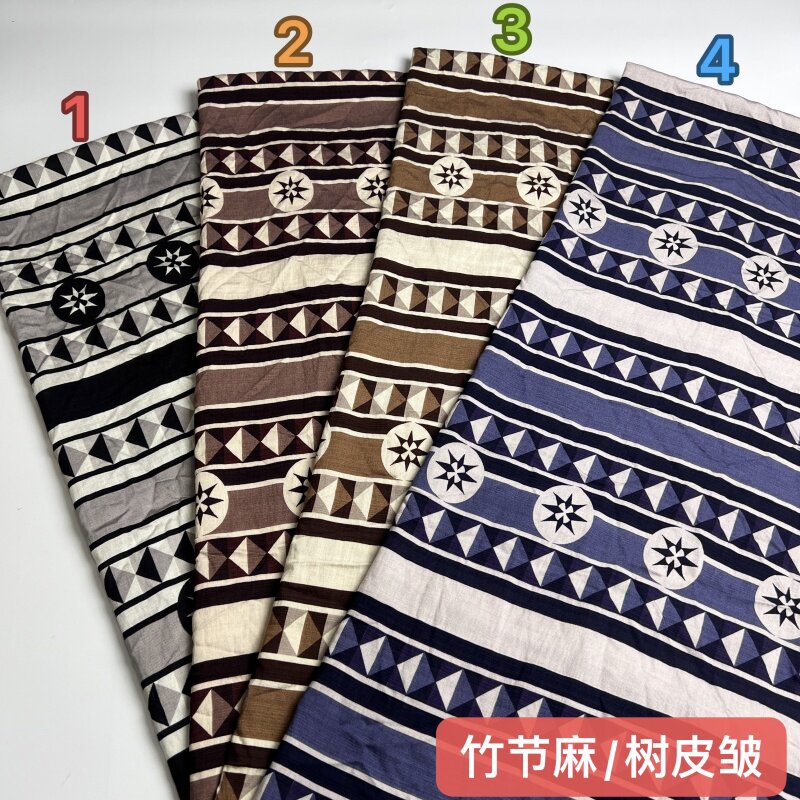 2025年单丝竹节麻树皮皱新花型外单热卖款布料垂感柔软高品质面料