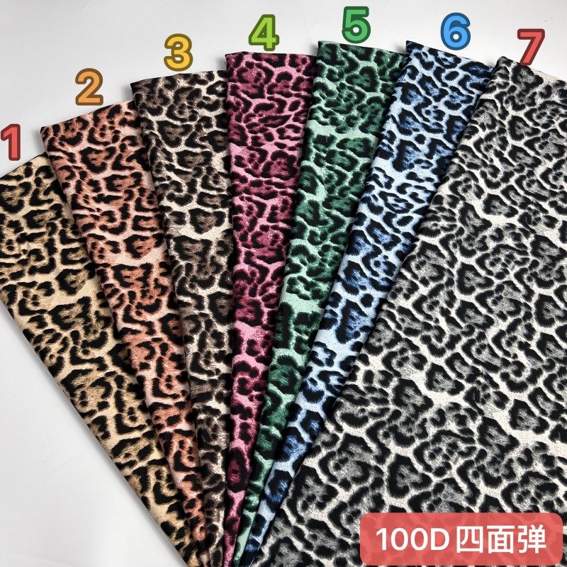 爆款100D四面弹豹纹印花面料时尚衬衣套装连衣裙服装布料批发现货,纺织面料/辅料/配套,涤氨/四面弹,淘宝优惠券,粉丝福利购,淘宝优惠卷