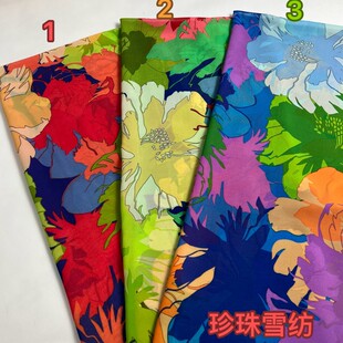 珍珠雪纺印花面料批发新款夏季连衣裙半身裙衬衫上衣发饰服装布料