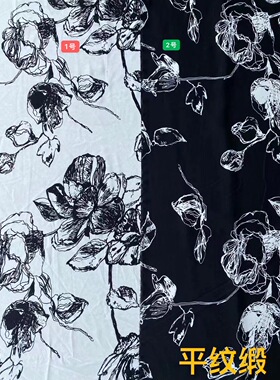 平纹缎2021印花不透面料秋夏季连衣裙衬衫有垂感布料印染布花裙子