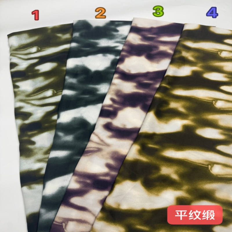 春秋新款复古染印花平纹缎面料不透涤纶女装连衣裙衬衫沙滩裙布料