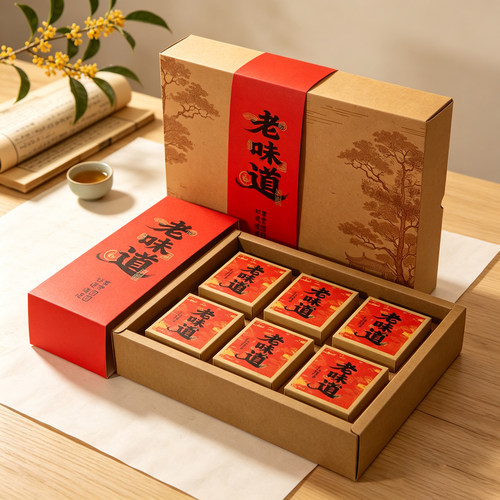 牛皮纸老式月饼包装盒礼盒礼品盒