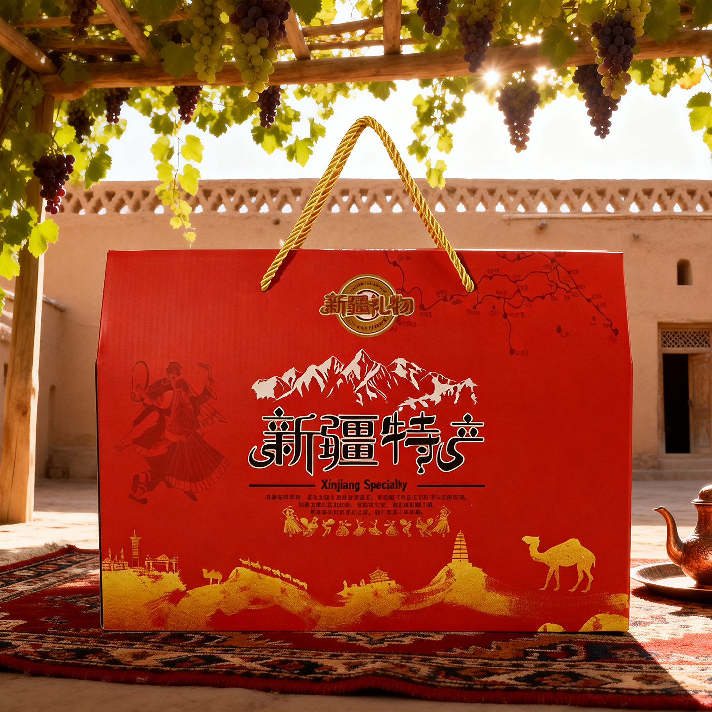 新疆特产包装通用干果礼品盒巴旦木大枣核桃手提坚果节日礼盒定制