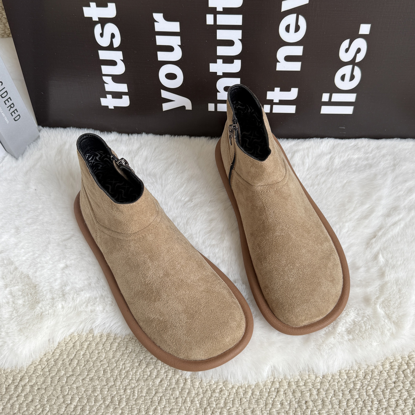 森系复古小短靴女2025加绒勃肯鞋