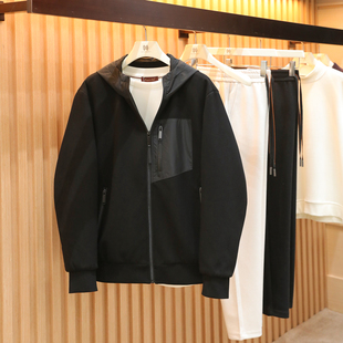 休闲针织拼接连帽外套男拉链开衫 2026春季 新款 时尚 潮8776 卫衣帽衫
