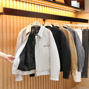 2025秋冬新款男士高端仿麂皮绒商务休闲翻领宽松夹克棉服外套1779