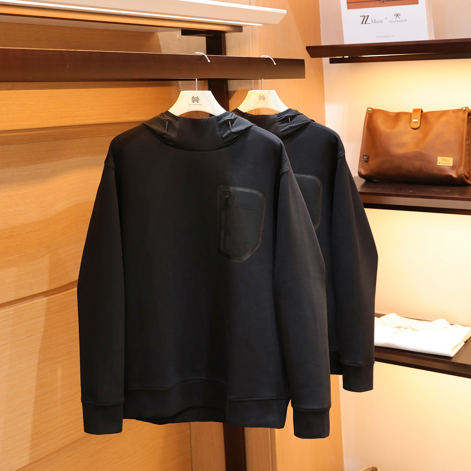 黑色连帽卫衣男2025秋冬季新款宽松帽衫美式重磅外套叠穿上衣1523