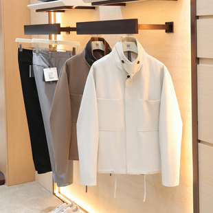 意式奢华老钱风2025秋季新款男士高级感莱赛尔棉混纺夹克外套1500