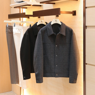意式奢华老钱风2025秋季新款男士高克重羊毛混纺条绒翻领外套1549