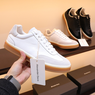 2025新款男士高级感老钱风休闲鞋纯色复古简约百搭真皮德训鞋1722