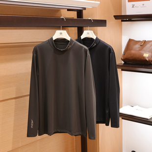 2025秋冬季新款男士内搭长袖T恤弹力宽松半高领打底衫上衣潮1344
