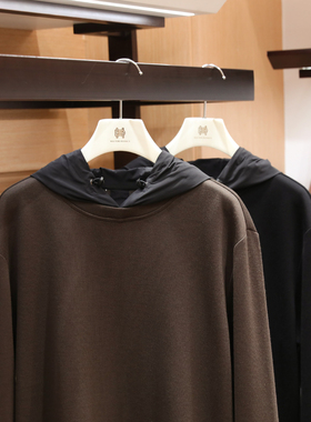 2025秋冬季新款男士高级感含羊毛莫代尔棉混纺叠穿连帽卫衣潮1380