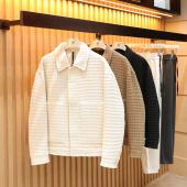 2025秋冬新款 商务休闲高级感提花肌理感羊毛混纺夹克外套1766 男士