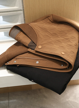 清仓不换 棒球领羊毛针织外套男士高端商务休闲夹克薄棉衣8387