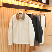 商务休闲复古巴恩风工装 男士 撞色翻领夹克棉服1607 新款 2025秋冬季