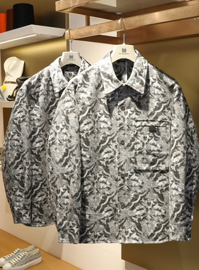 国潮2024秋冬季新款男士民族风复古粗布毛呢翻领轻薄棉衣外套9728