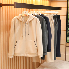 意式奢华2025秋季新款男士高级感老钱风羊毛混纺卫衣卫裤套装1526